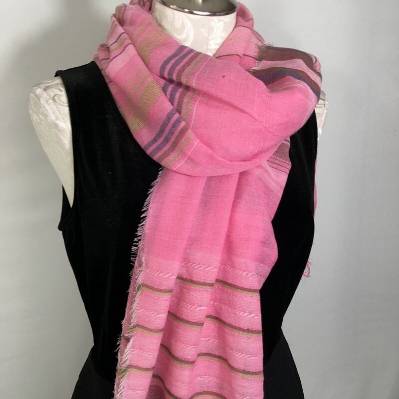Multicolored Striped Scar, Pink, Size: Scarves