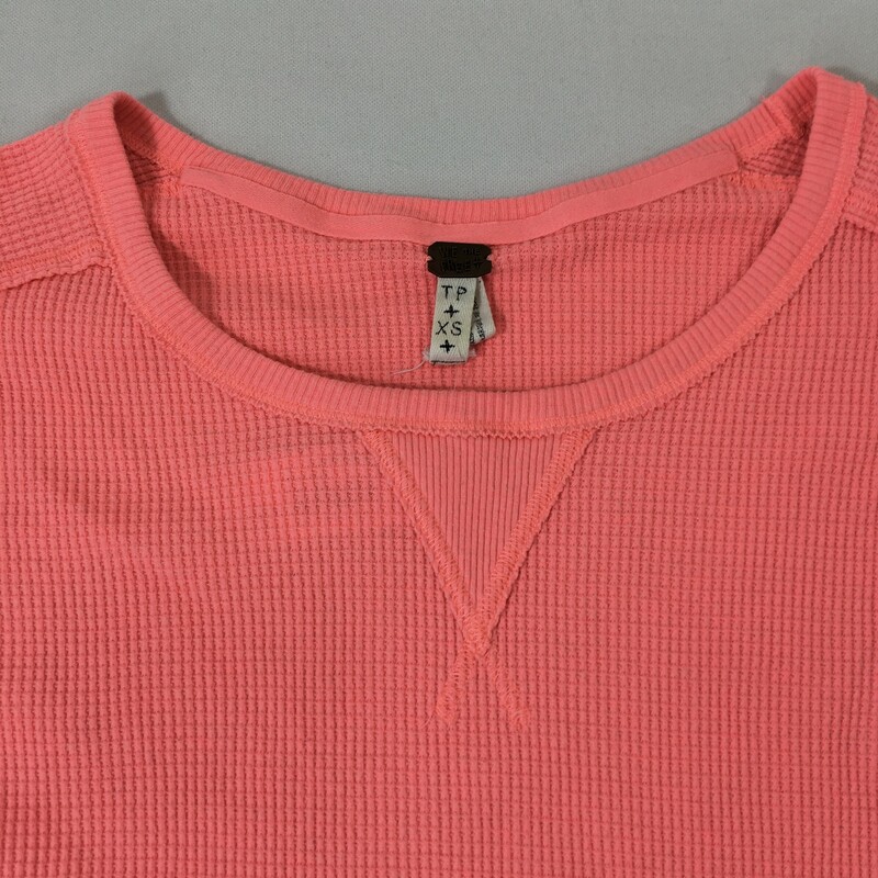 Free People Waffle Knit, Pink, Size: XS neon pink sweater 60% cotton 40% polyester