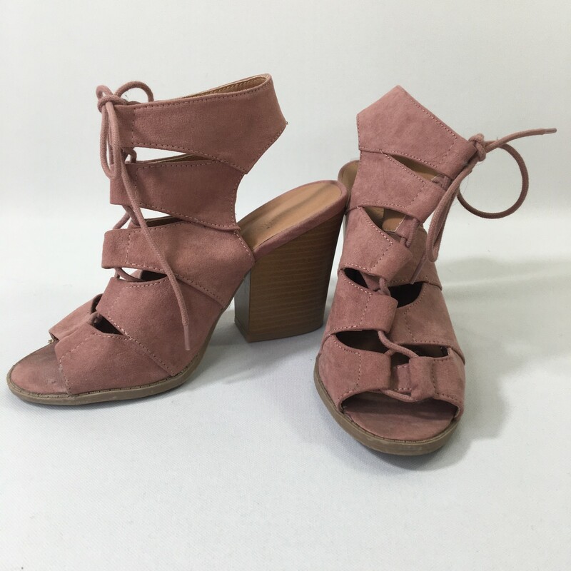 Charlotte Russe Lace Up, Pink, Size: 8 suede heeled lace up booties