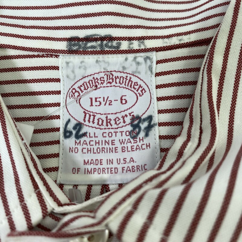 100-1062 Brooks Brothers, Red And, Size: 15 1/2-6
Red and White striped button down