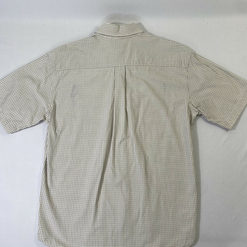 102-124 Dockers, Multicol, Size: Medium
Mens beige striped short sleeve button down shirt 100% cotton