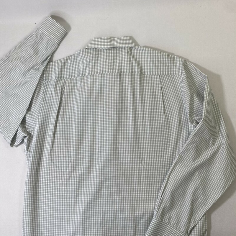 113-046 Jos. A. Bank, Green, Size: 16.5- 35 plaid button up grey/green and white