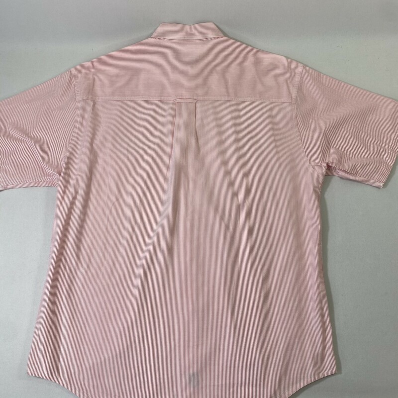 114-087 Eddie Bauer, Pink Whi, Size: Medium pink striped long sleeve mens button-up shirt 100% cotton