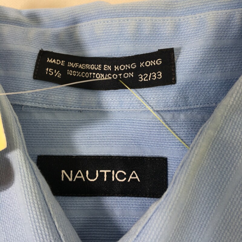 102-120 Nautica, Blue, Size: 15 1/2 Blue buttondown shirt 100% cotton