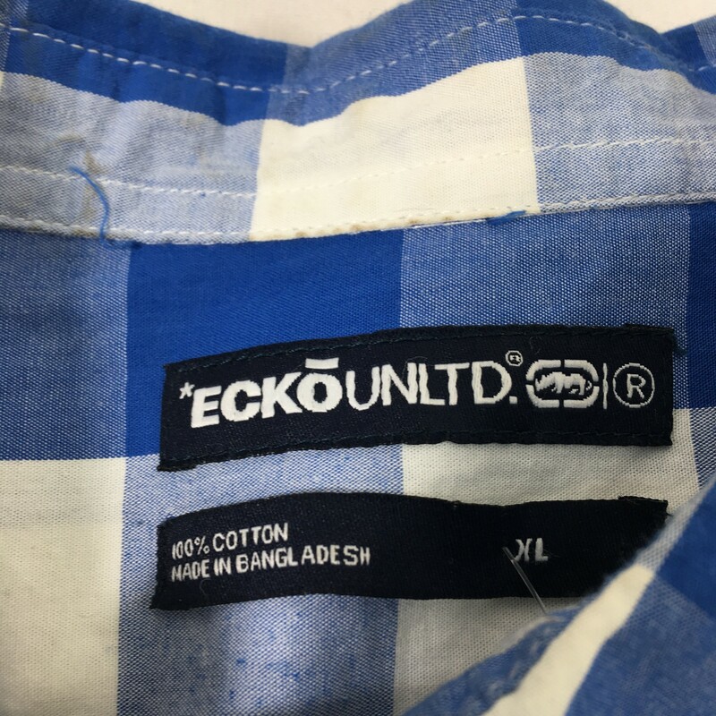 120-400 Ecko, Blue, Size: Xl light blue and white flannel 100% cotton  good