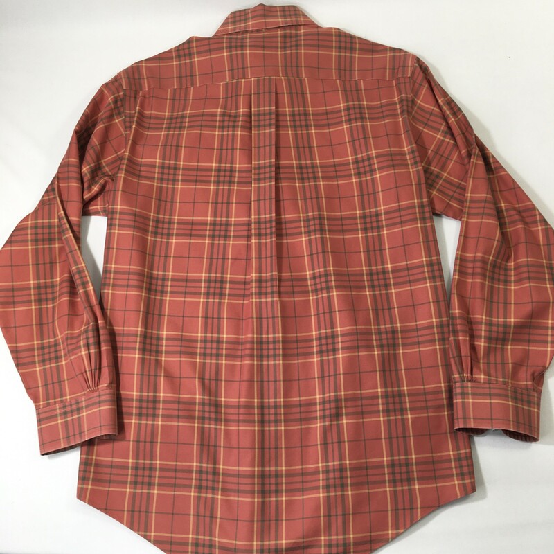 114-002 Brooks Brothers, Orange, Size: Small Orange Plaid Button-Up Shirt All Cotton