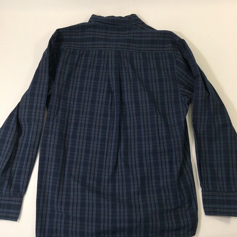 120-073 Sonoma, Blue, Size: Medium mens blue pinstripe button-up shirt 100% cotton