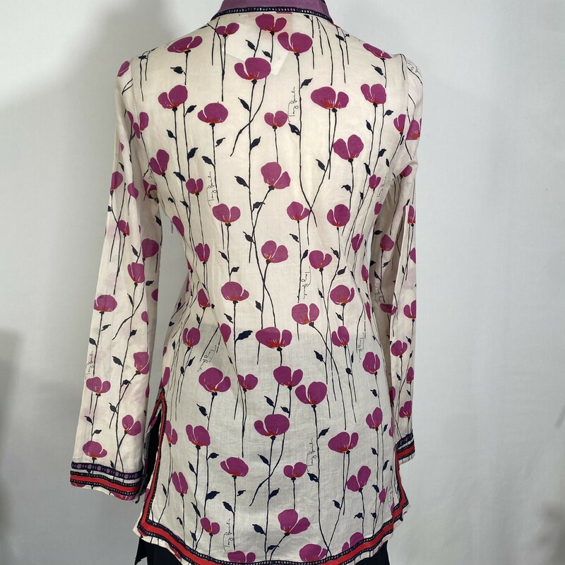 110-055 Tory Burch, Patterne, Size: 4 Flowy Patterned Long Sleeve Shirt -  Good