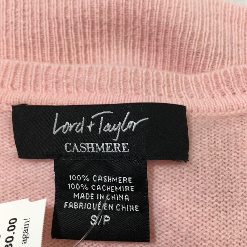 Lord + Taylor Cashmere, Pink, Size: Small 100% cashmere v neck sweater