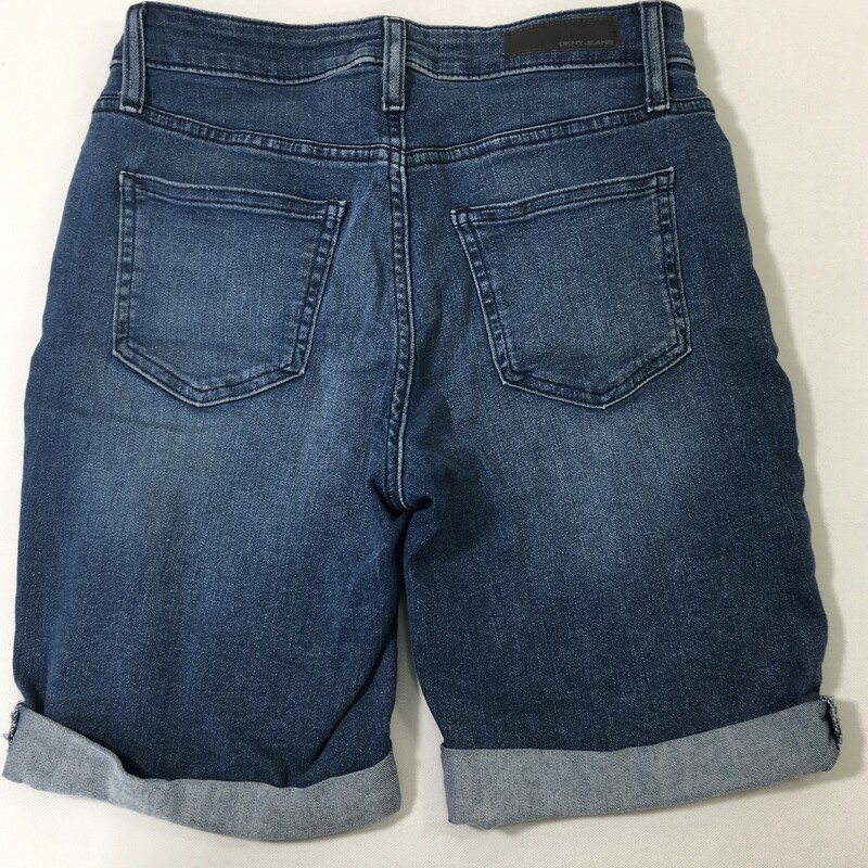 DKNY Jeans Mid Length Sho, Blue, Size: 4 mid wash jean cuffed shorts