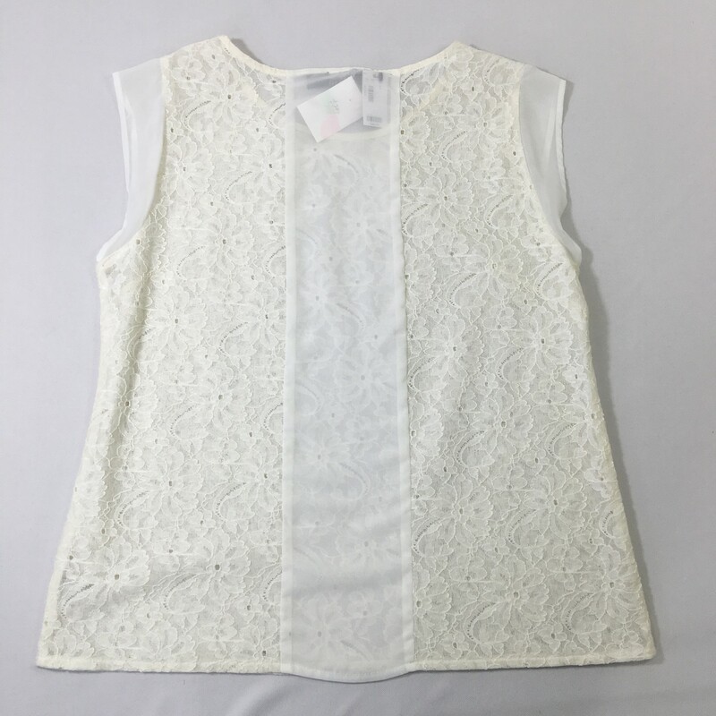 105-116 The Limited Sheer, White, Size: Large lace and sheer back short sleeve top
