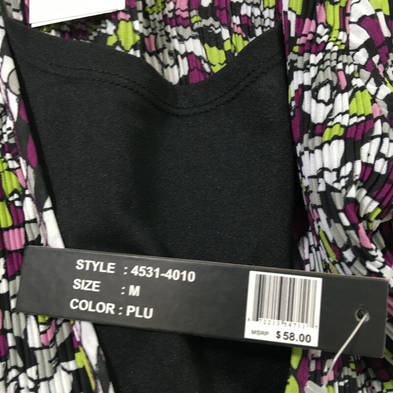 121-004 Essentials, Purple B, Size: Medium Black shirt w/attached purple cardigan 100% polyesther  Good