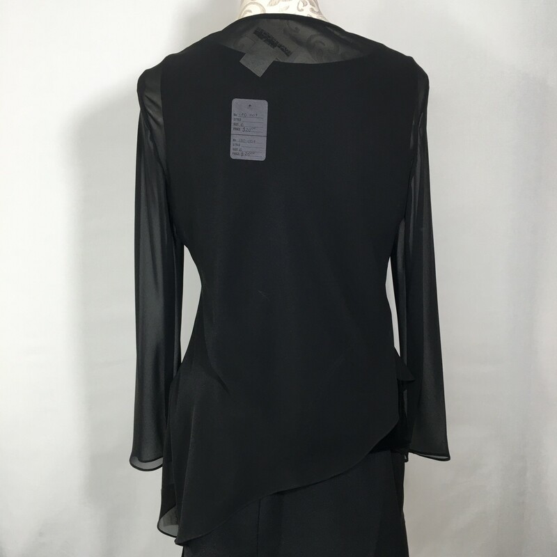 130-007 Evan-Picone, Black, Size: 6 sheer cardigan with ties in the front