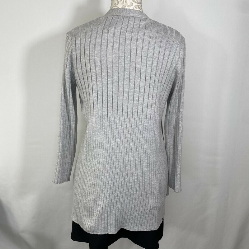 Pointerle Ribbed Cardigan, Grey, Size: Small has pockets 70% rayon 30% polyester