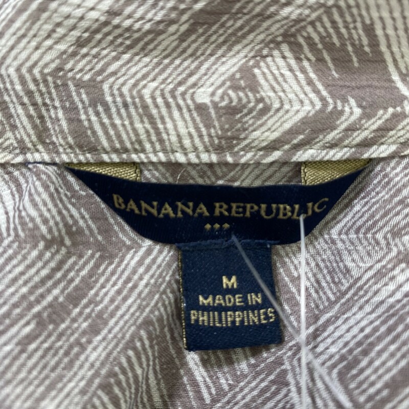 111-011 Banana Republic, Grey, Size: Medium Sheer Patterned blouse