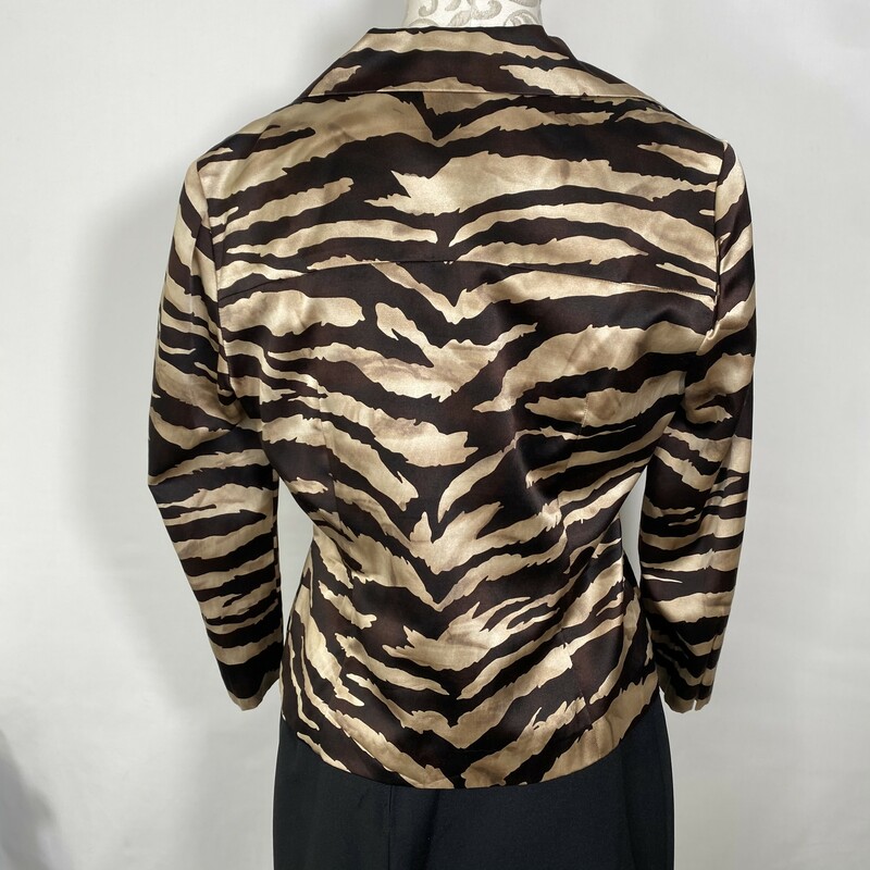 100-027 Talbots, Gold Str, Size: 10 brown and tan zebra button up silk and cotton good condition