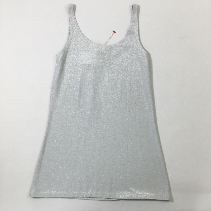 107-084 Only Hearts Nyc, White, Size: Small White Glittery Tank Top rayon/nylon/Lycra