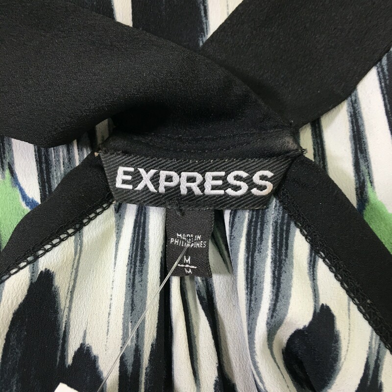 105-035 Express, Black/gr, Size: Medium Black and green tank top style shirt 100% polyesther