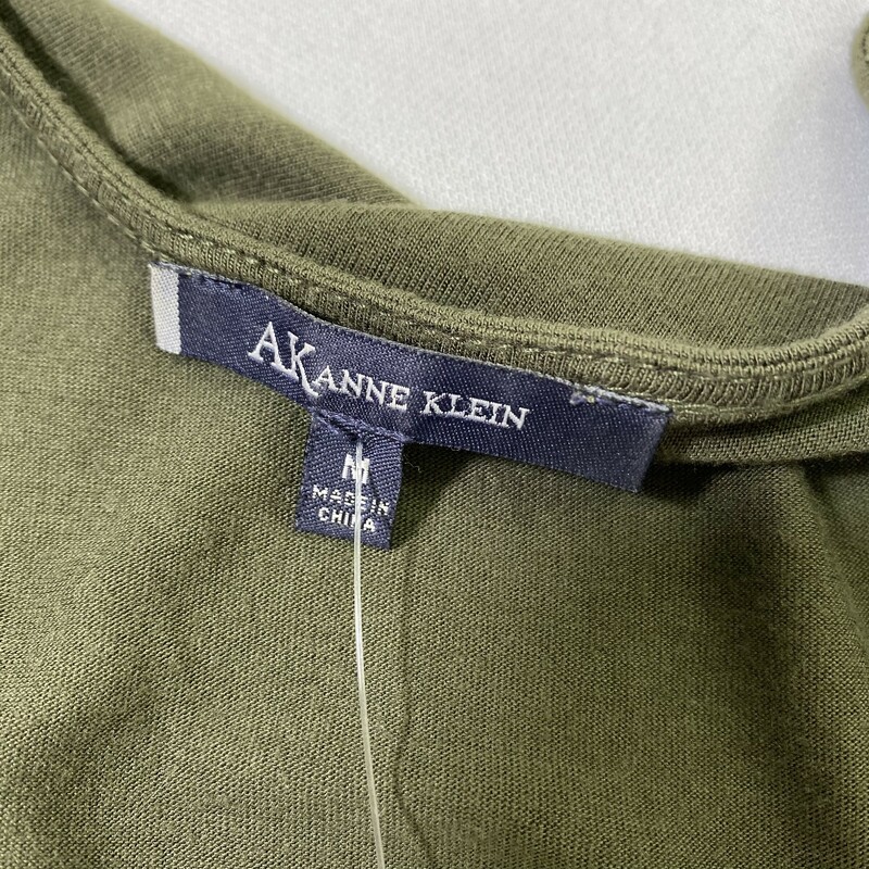 111-034 Ann Klein, Green, Size: Medium green beaded tank Top size M 100% Rayon