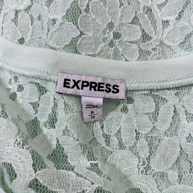 105-077 Express, Green, Size: Medium Green lace tank top w/ silver embellishments cotton/nylon