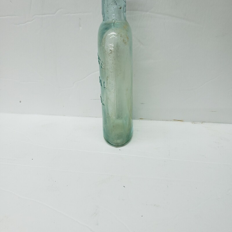 Antique Sawyers Crystal Blueing, Green Flask Shape 6.5in tall Bottle. Great addition to any laundry room display!