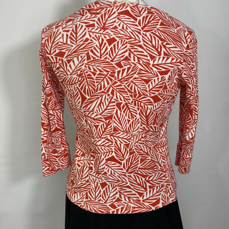 102-095 Lands End, Orange, Size: XS button down ribbed patterned top