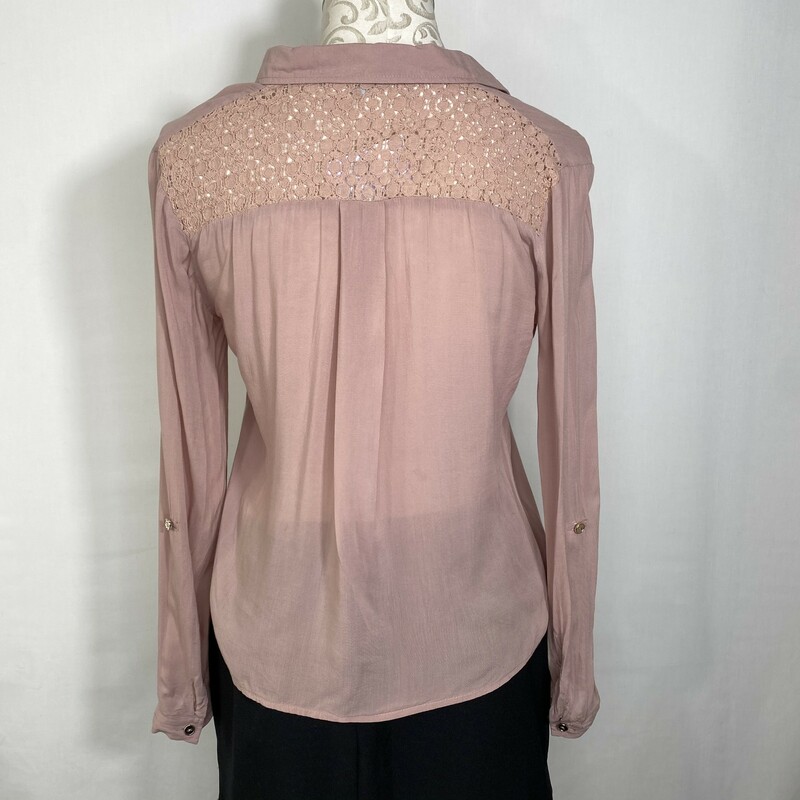 103-071 Charlotte Russe, Pink, Size: Small Pink Lacy Button Up no tag  Good