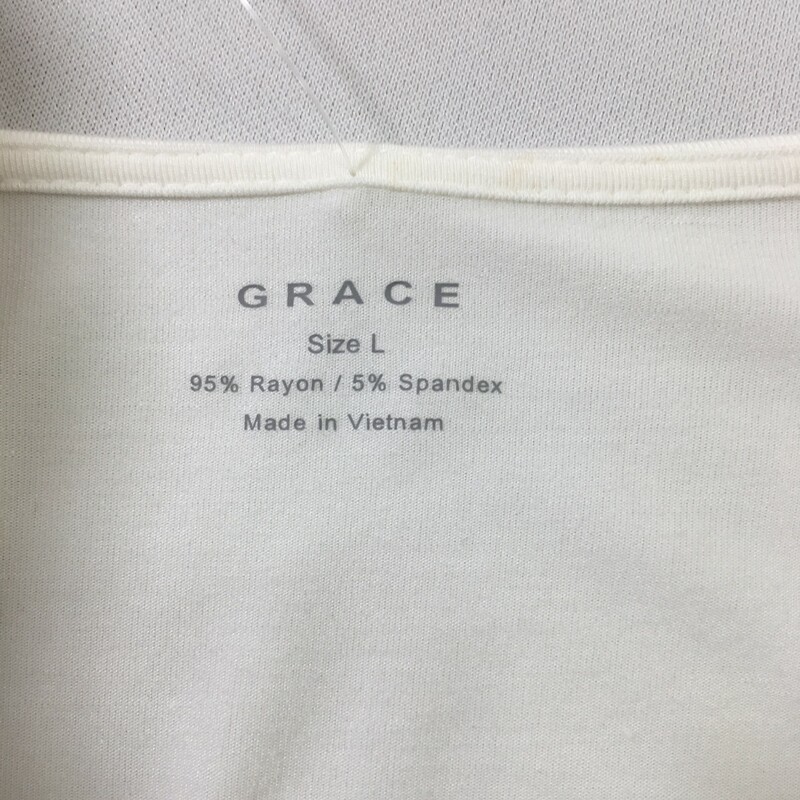 114-056 Grace, White, Size: Large White Flowy Top 95% Rayon 5% Spandex