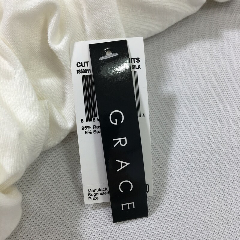 114-056 Grace, White, Size: Large White Flowy Top 95% Rayon 5% Spandex