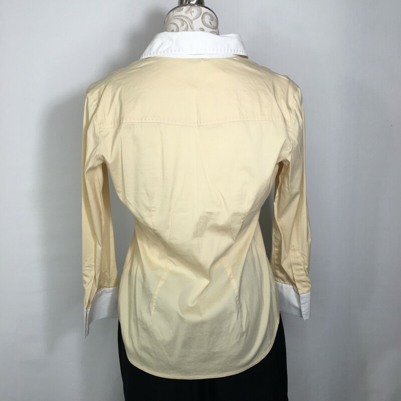 113-052 Theory Collared, Yellow, Size: Small yellow and white collared top