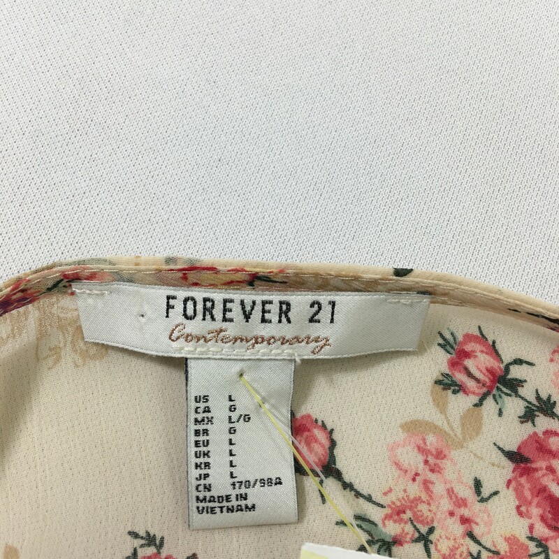 102-074 Forever 21, Multicol, Size: Large Thin White Floral Shirt -