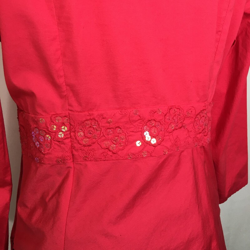 100-544 Talbots, Pink, Size: Medium
Pink Stretch blouse with sequins on waist  cotton/spandex