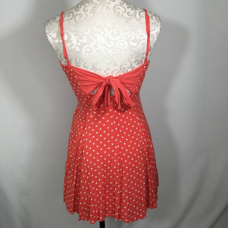 120-040 American Eagle, Orange, Size: XS orange Dress w/ white polka dots rayon/polyester