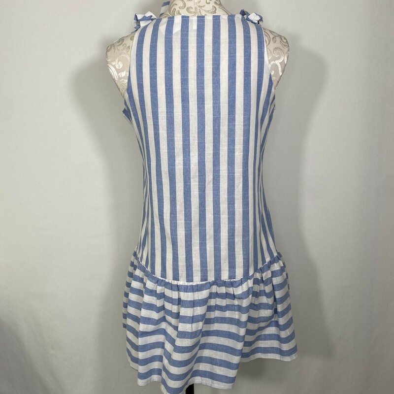 125-107 No Tag, Blue And, Size: Small light blue and white striped button up dress with a ruffle at the bottom 95% polyester 5% spandex  good