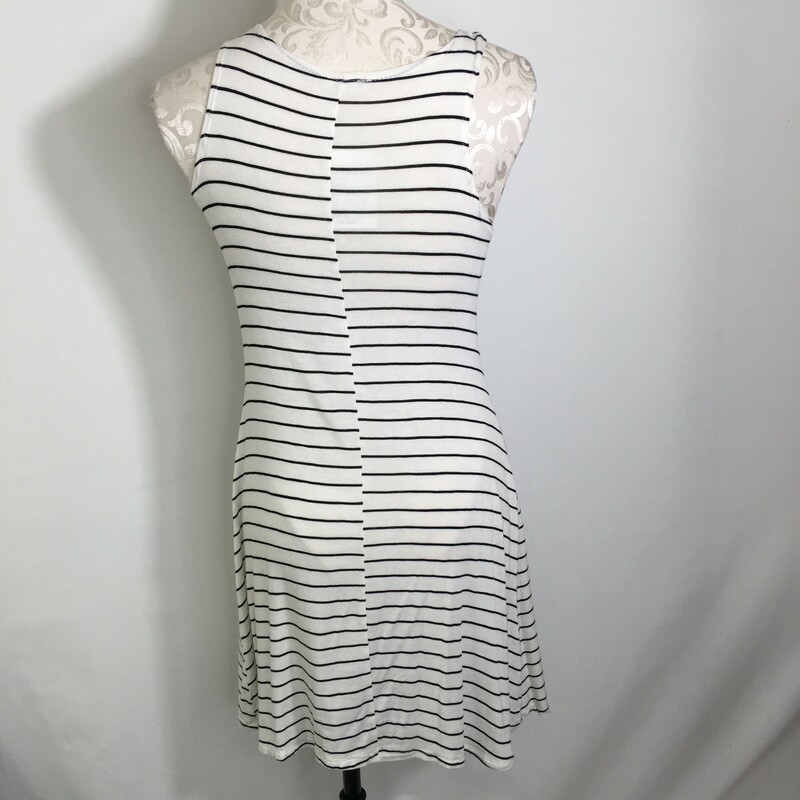 105-270 Olivia Rae, White An, Size: Small long tank top dress with black stripes 95% rayion 5% spandex  good