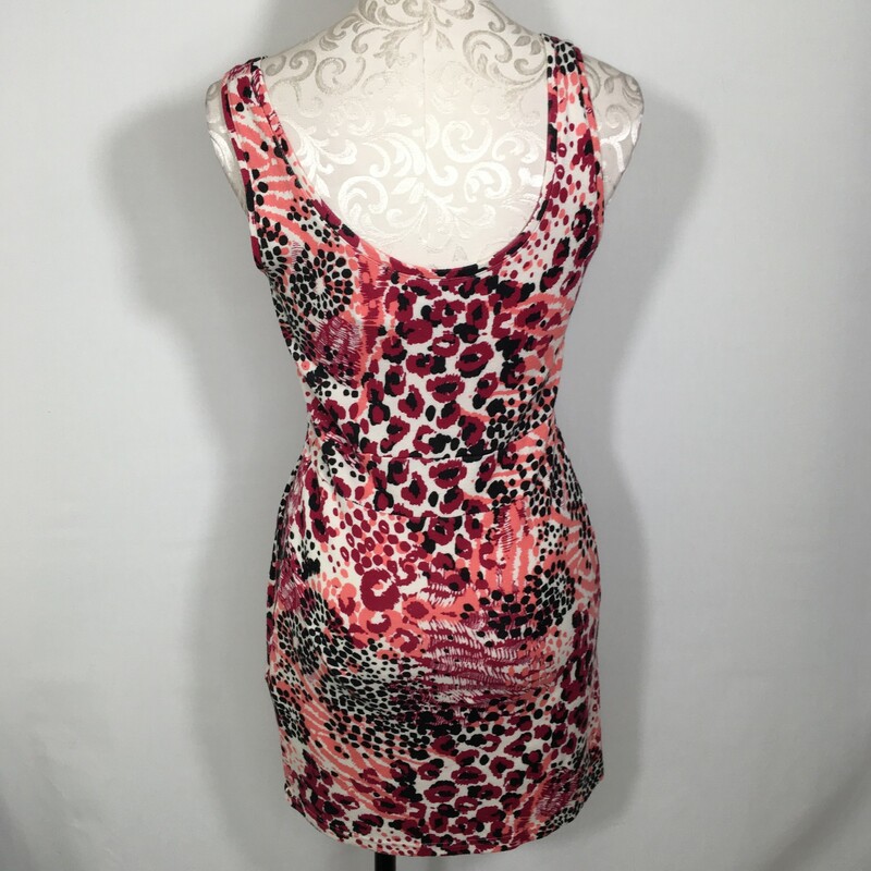 125-096 H&m, Multicol, Size: 4 pink black white and orange patterned tank top dress 84% viscose 15% polyester 1% elastane  good