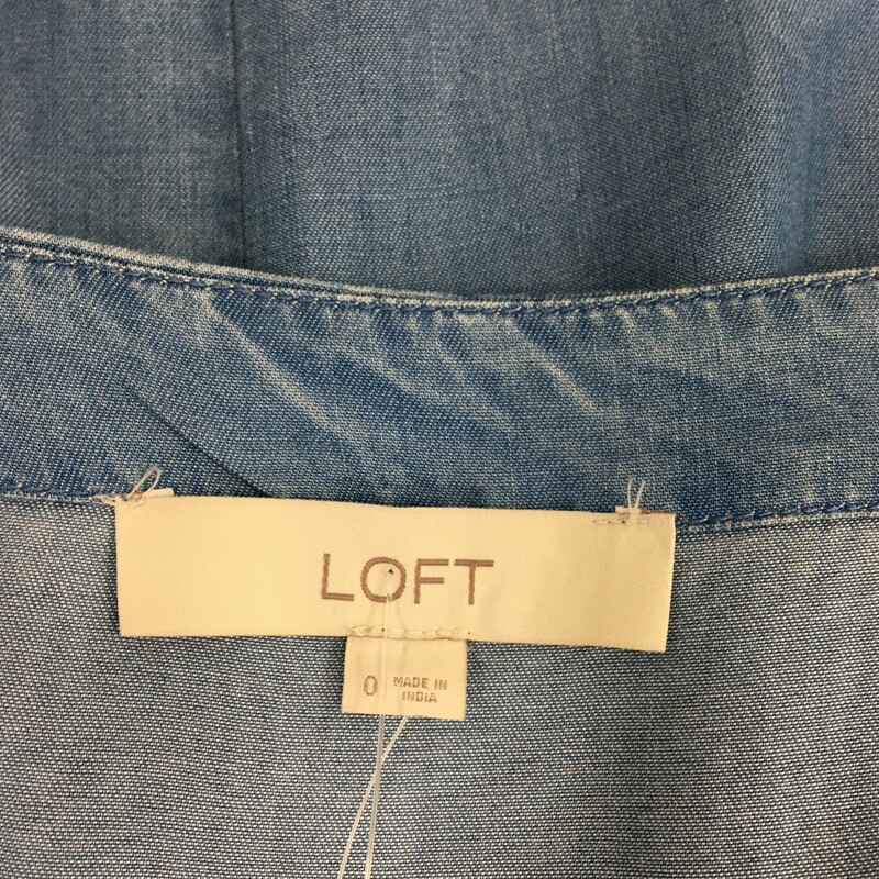 100-760 Loft, Blue, Size: 0 denim wrap dress 100% lyocell  new