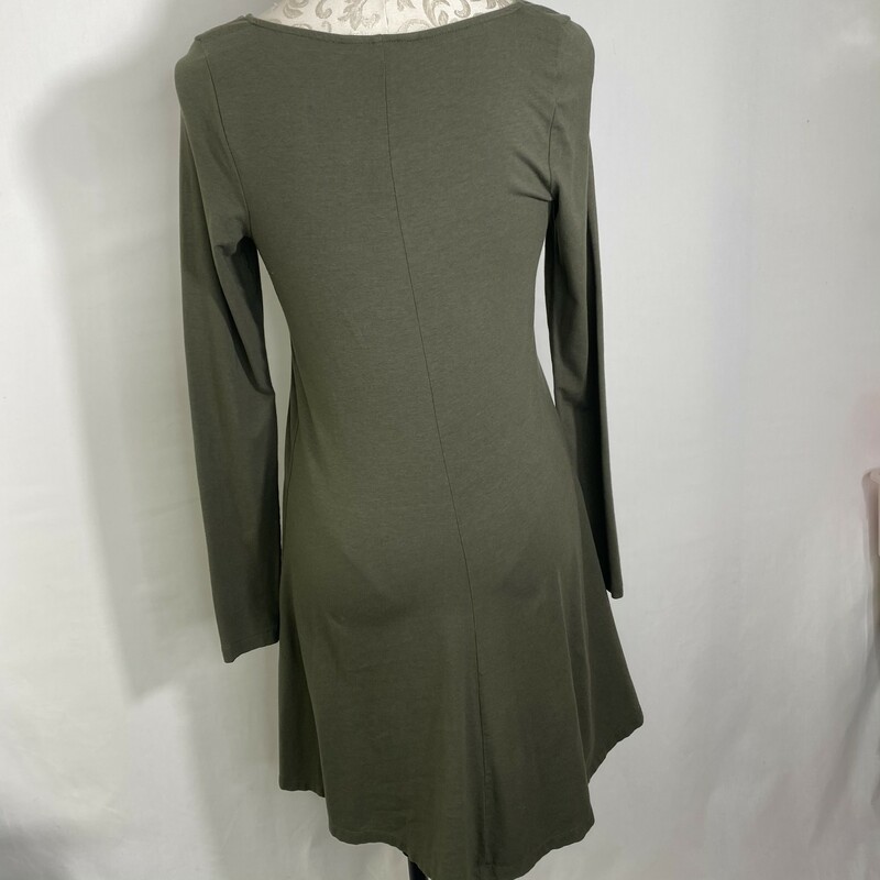 100-440 Express V Neck, Green, Size: Small long sleeve shift dress