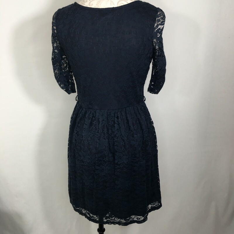 113-013a By& By, Navy Blu, Size: Medium Blue Lacy Dress x  Good