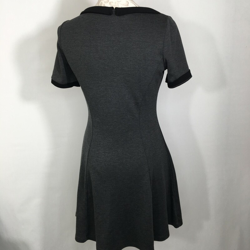 125-045 H&m, Grey, Size: 10 grey dress with black color 73% polyester 23% viscose 4% elastane  good