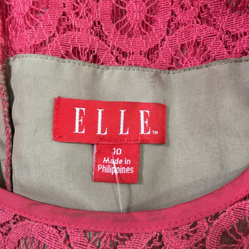 120-461 Elle, Pink, Size: 10 tank top dress with pink lace and tan under 70% cotton 30% nylon  good