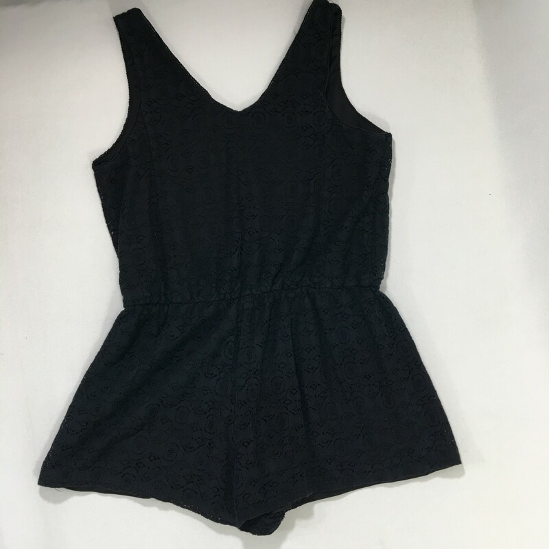 120-447 Xhilaration, Black, Size: Large black lace tank top romper 70% cotton 30% nylon  good