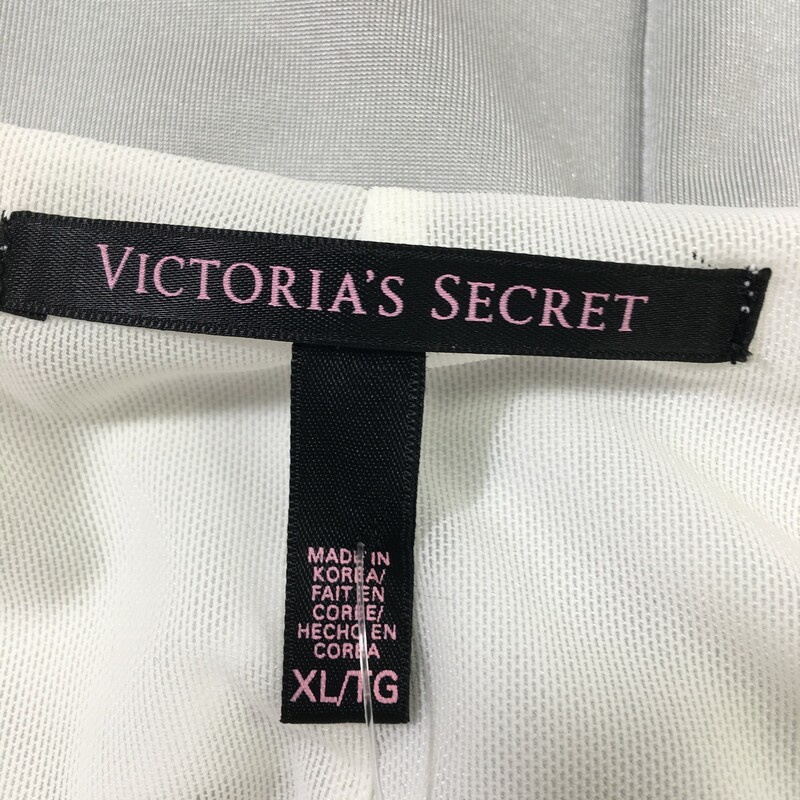 120-202 Victorias Secret, White/si, Size: XL White and silver knee lenght dress w/spagehetti straps polyesther./elastine/nylon