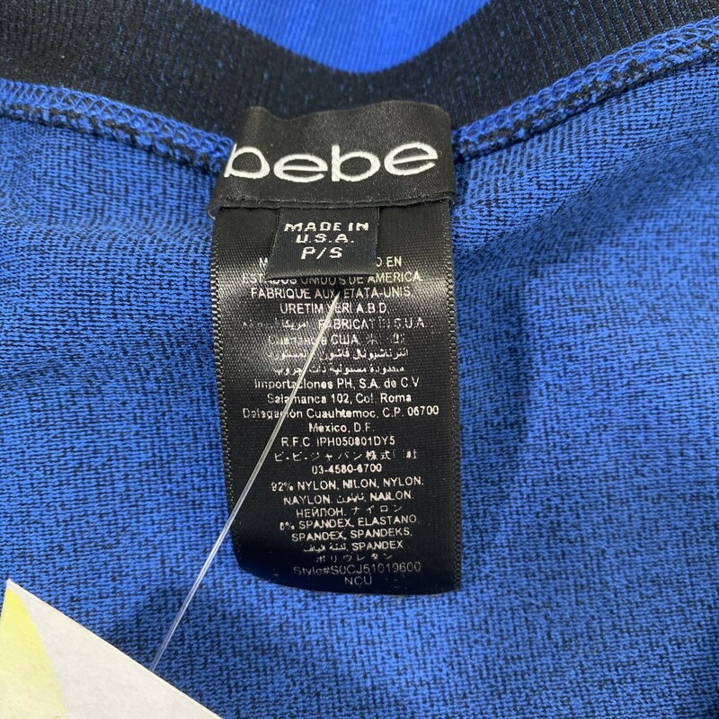 100-437 Bebe Bodycon, Blue, Size: Small mid length sleeve dress