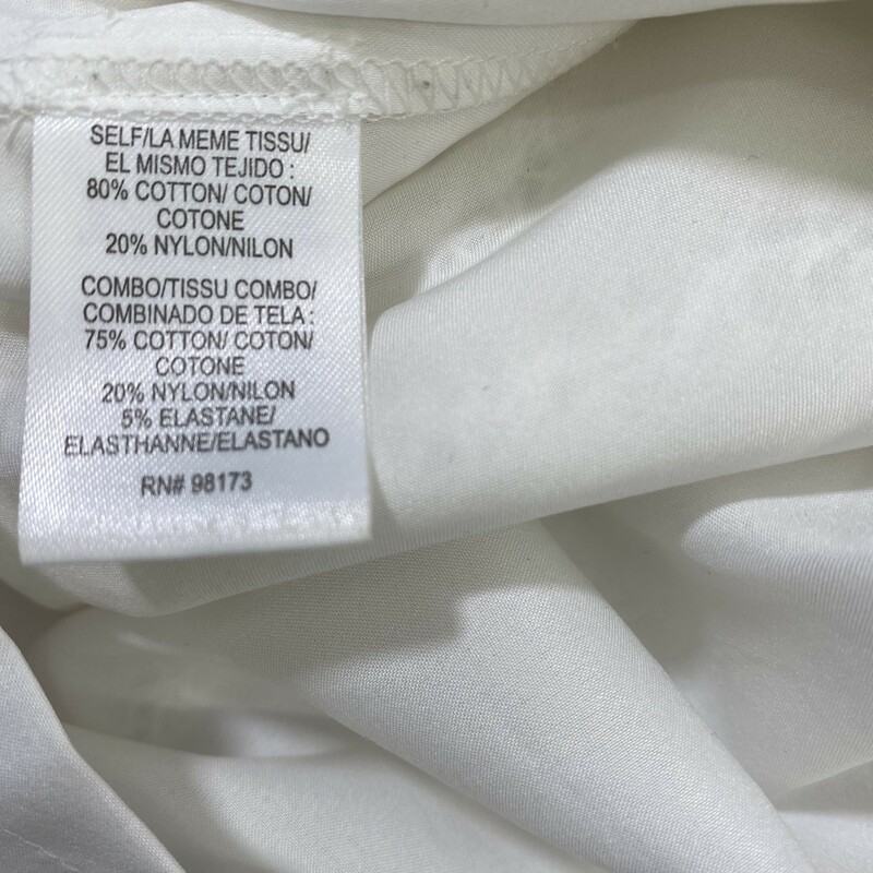 100-1008 No Tag, White, Size: Medium white lace sleeveless buttonup dress 80% cotton 20% nylon  good