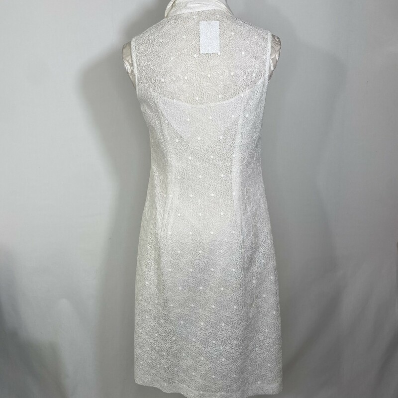 100-1008 No Tag, White, Size: Medium white lace sleeveless buttonup dress 80% cotton 20% nylon  good
