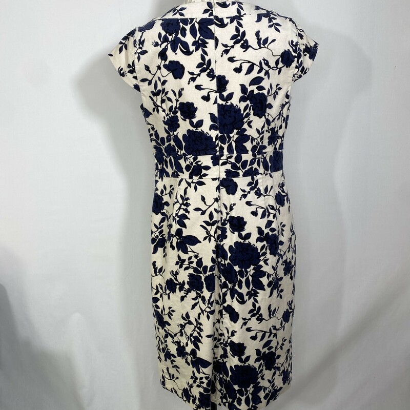 113-015 Lands End, Off-whit, Size: 12 petite Off-White and Blue Floral Patterned Dress x  New