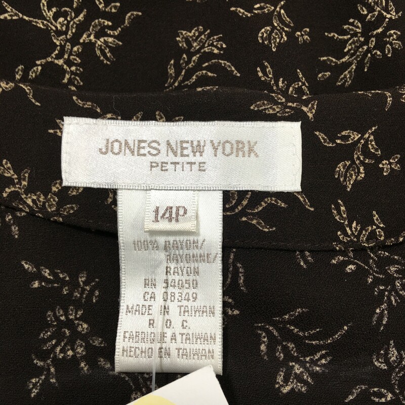 100-147 Jones New York, Brown, Size: 14 petite floral patterned button up long sleeve with skirt set