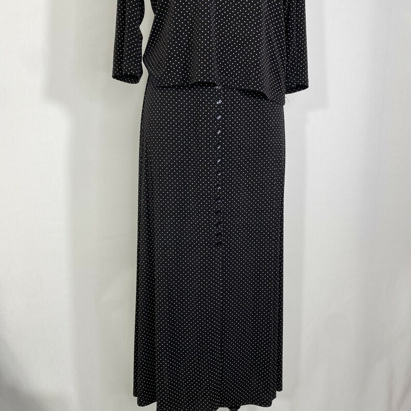 100-143 Briggs Polka Dot, Black, Size: Large long skirt and long sleeve shirt with brown polka dots