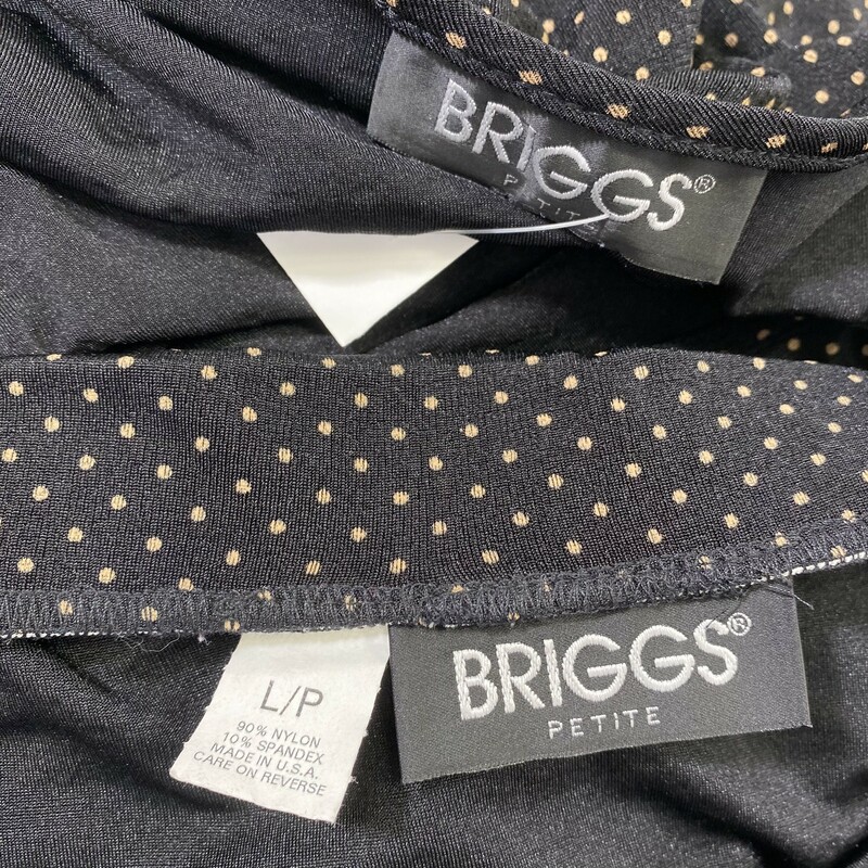 100-143 Briggs Polka Dot, Black, Size: Large long skirt and long sleeve shirt with brown polka dots